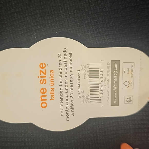 Children's black beanie one size - Picture 2 of 2